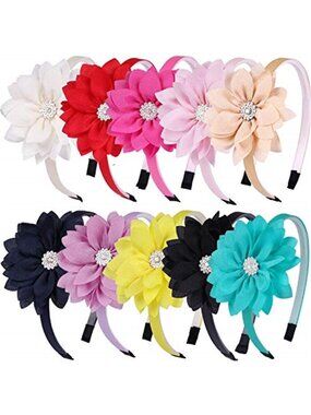 Girls Flower Bow Headbands 10 Pack Toddler Kids Hair Bands School Party Gift